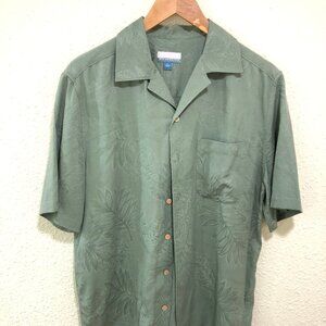 NWT Breakwater Men's Embroidered Linen Button Down Shirt Khaki Size Small